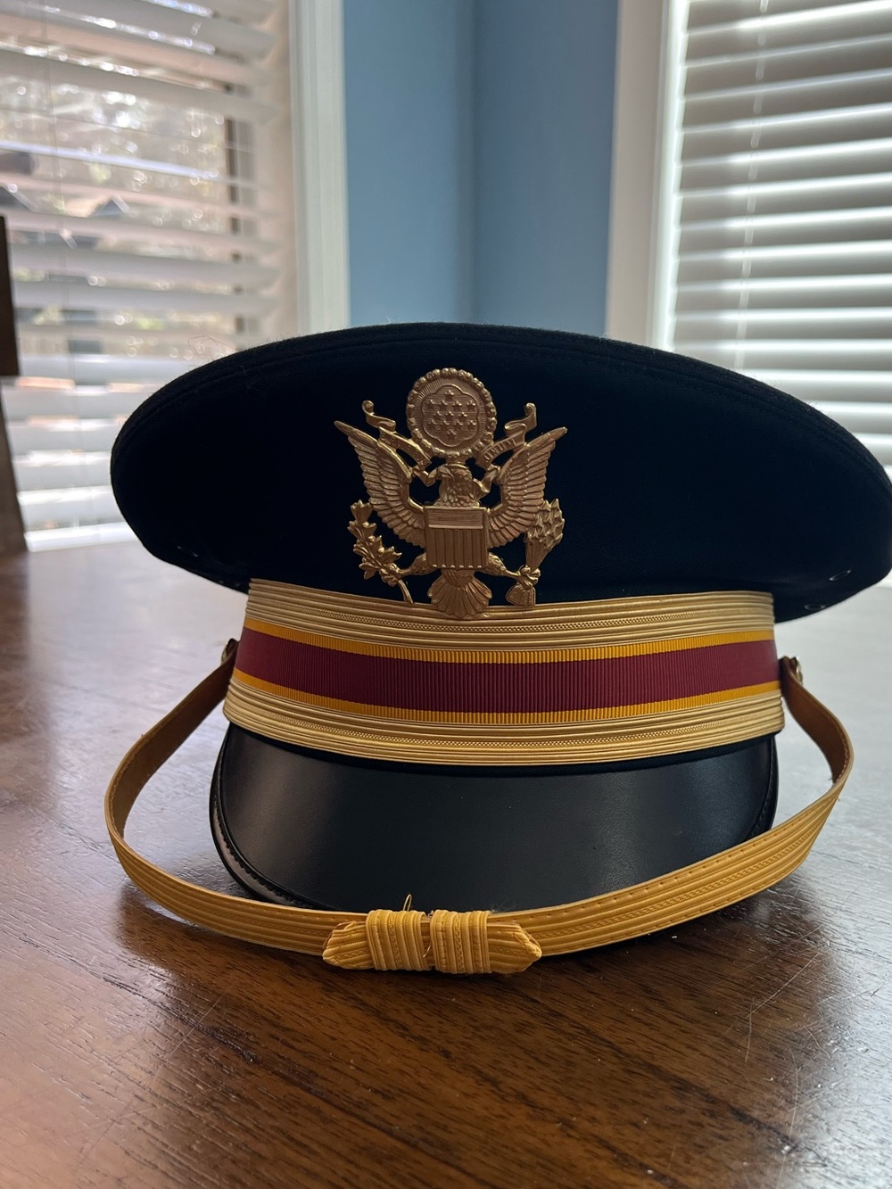 US Army Dress Blues Service Cap Visor Hat Kingform Cap NY - Size L